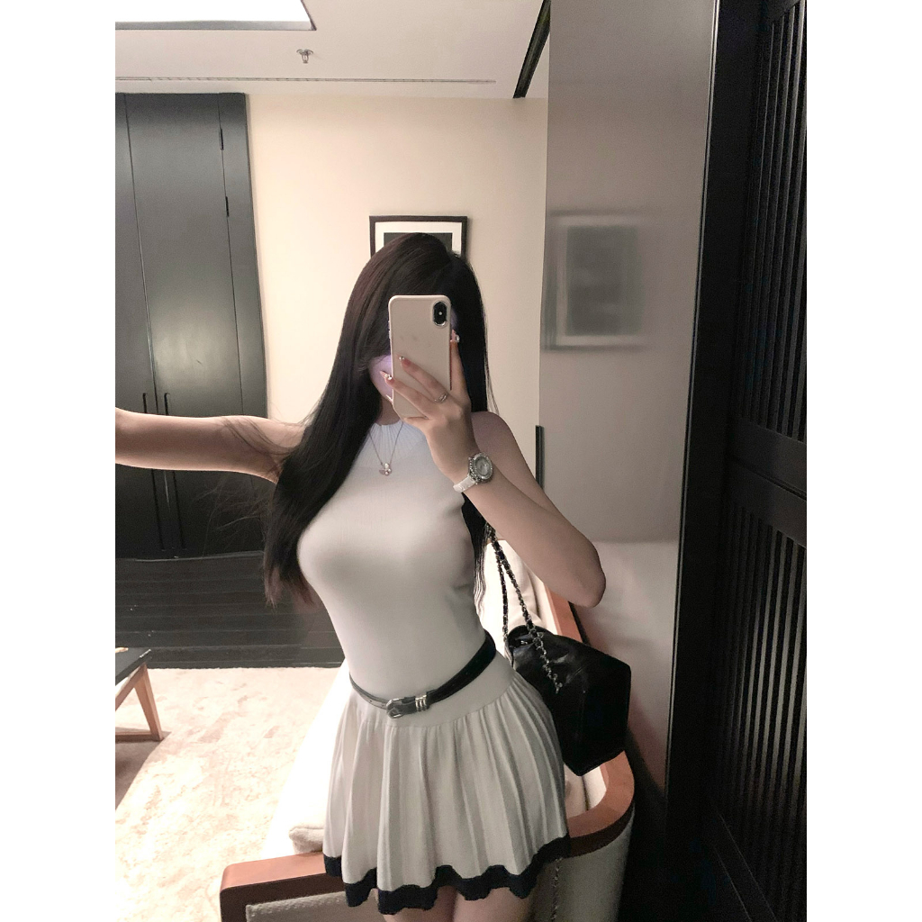 Set thêu ong ba lỗ chất liệu len co giãn siêu hot hàng QC <58kg mặc siêu đẹp, lên form đỉnh