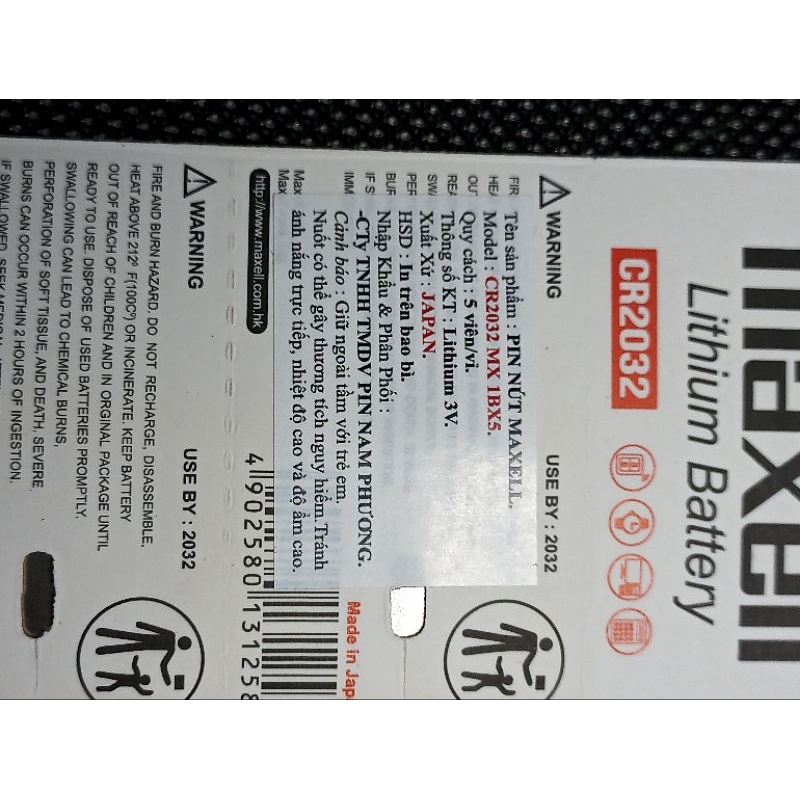 1 viên pin Maxell CR2032 chính hãng cho remote xe máy, xe hơi, máy tính 2032
