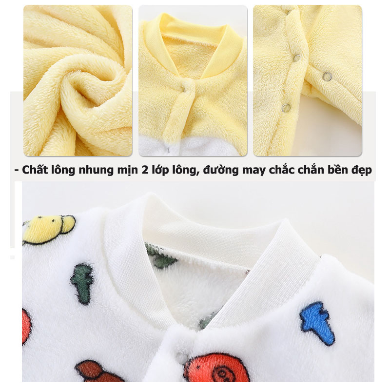 Bộ body dài tay, Body lông nhung bé gái bé trai sơ sinh hàng Quảng Châu Cao Cấp