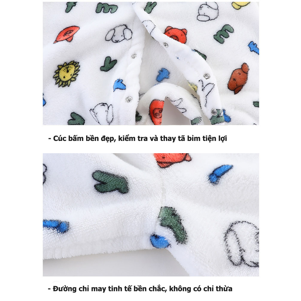 Bộ body dài tay, Body lông nhung bé gái bé trai sơ sinh hàng Quảng Châu Cao Cấp