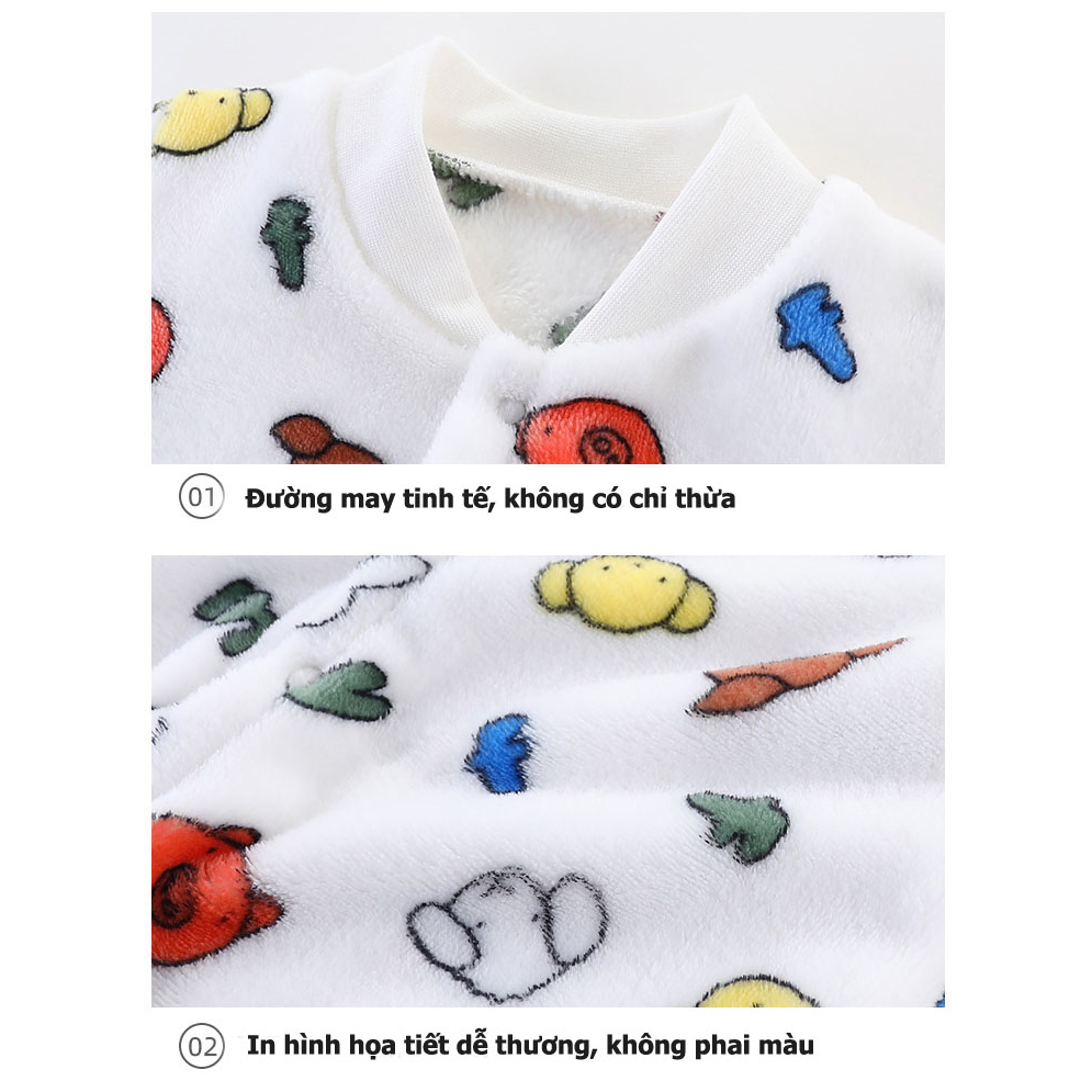 Bộ body dài tay, Body lông nhung bé gái bé trai sơ sinh hàng Quảng Châu Cao Cấp