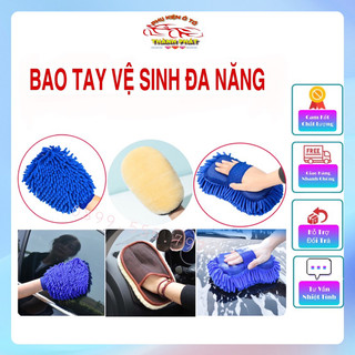 Bao tay san hô bọt biển lông cừu lau rửa xe ô tô, xe máy chuyên dụng - Miếng bọt biển sợi Microfiber siêu mềm siêu thấm