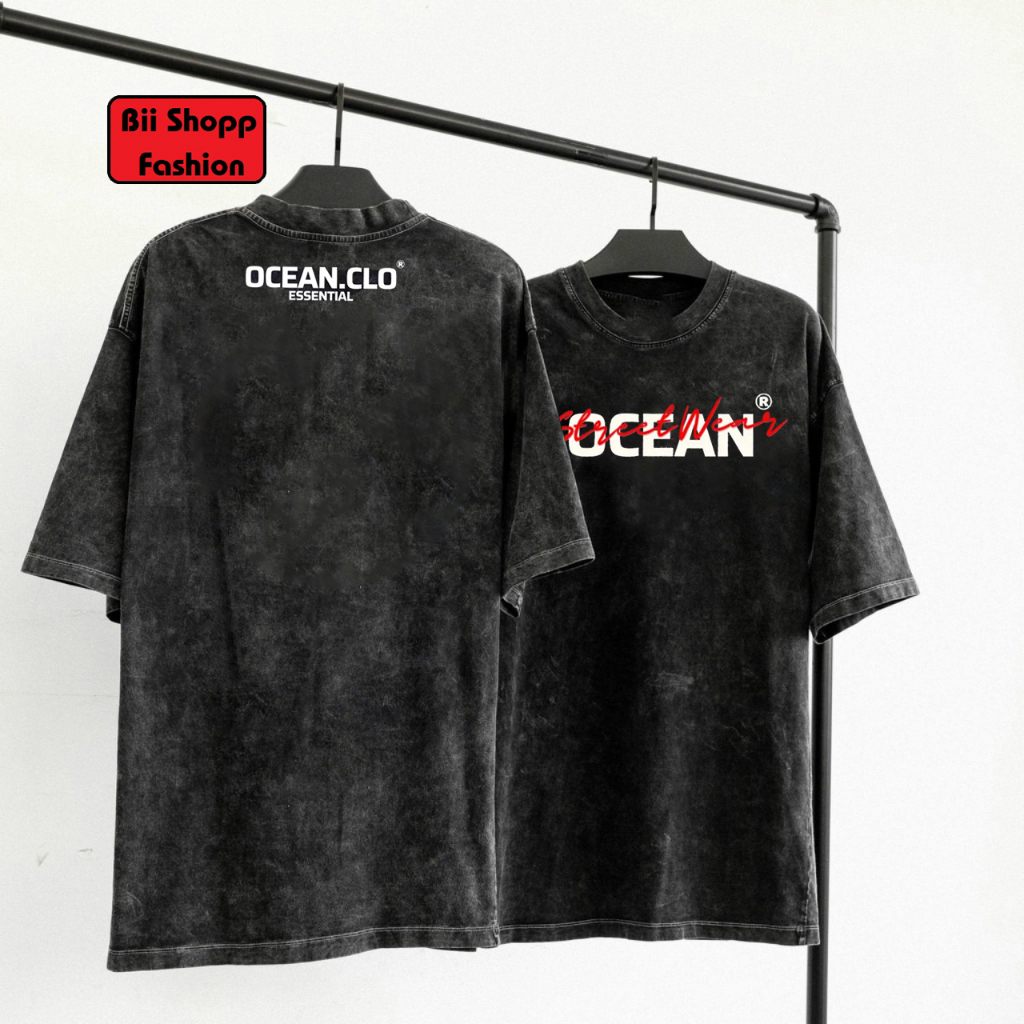 Áo thun Loang unisex Local brand OCEAN - Áo phông wash đen Ullzang tay lỡ nam nữ 100% Cotton OCEAN.CLO