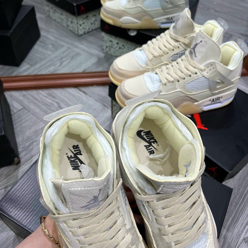 Giầy thể thao Sneaker  Air Jordan 4 Retro Off-White Sail Hàng Cao Cấp GIÀY JD4 kem off white cao cấp nam nữ