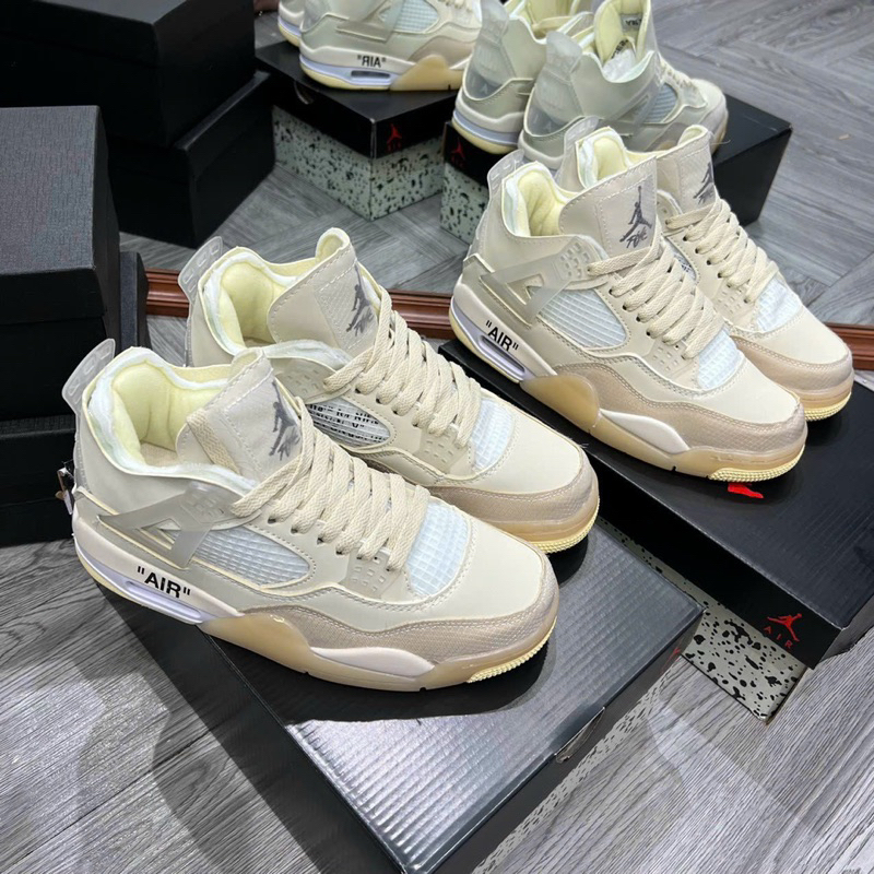 Giầy thể thao Sneaker  Air Jordan 4 Retro Off-White Sail Hàng Cao Cấp GIÀY JD4 kem off white cao cấp nam nữ