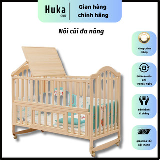 Giường cũi cho bé 5in1 cao cấp, Nôi cũi cho bé, Nôi cũi 2 tầng cho bé đa năng, Cũi gỗ cho bé từ 0-15 tuổi tặng kèm 5 quà