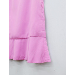C1663 - Đầm cổ tròn kiểu cột nơ tay con, trơn