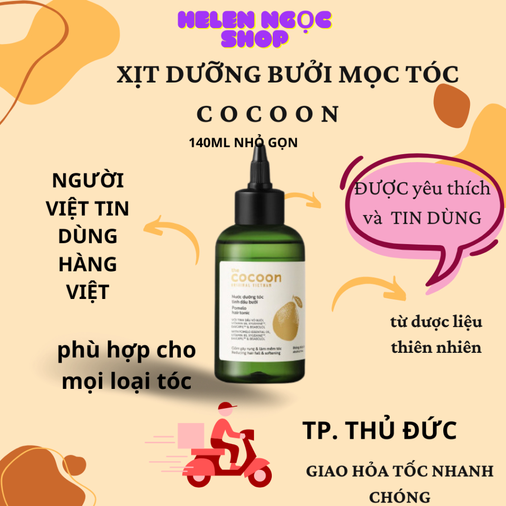 phiên bản nâng cấp Nước dưỡng tóc tinh dầu bưởi Cocoon giúp giảm gãy rụng & làm mềm tóc 140ml_helenngocshop