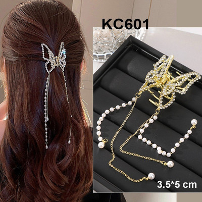 GOTI – Kẹp Tóc Càng Cua Hình Bướm Đính Đá Phối Tua Rua Hạt Tròn Quà Tặng Nữ 8/3 20/10 KC601