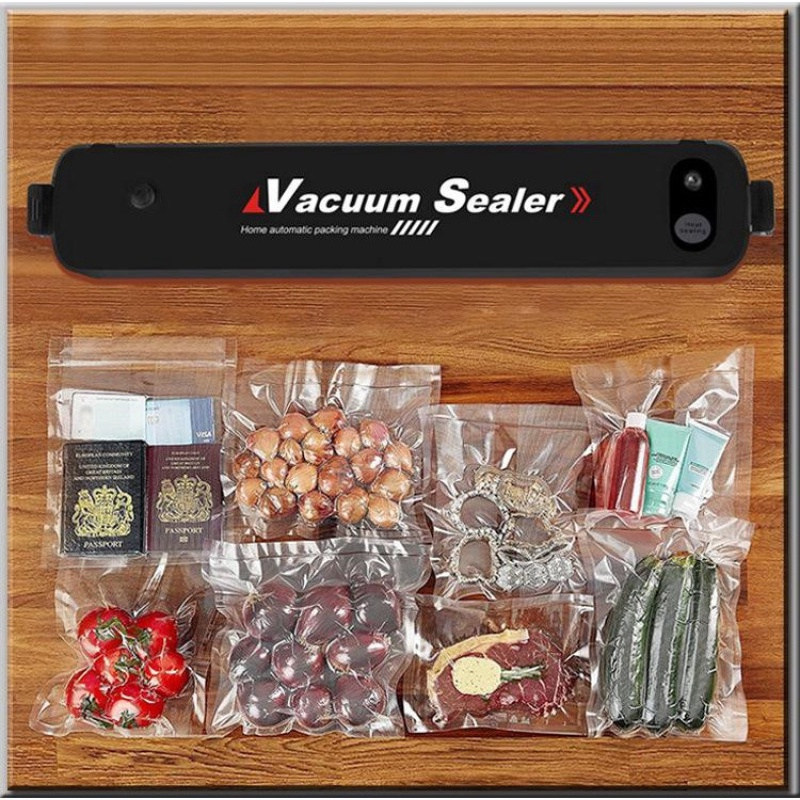 Máy hút chân không thực phẩm kèm hàn miệng túi thực phẩm Vacuum Sealer tặng kèm 10 túi hút