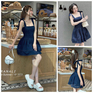 Đầm Jeans Nữ 2 Dây Xếp Ly Xòe Phối Viền Nổi Xinh Xắn Cho Các Nàng Diện Đi Chơi, Hẹn Hò Siêu Xinh