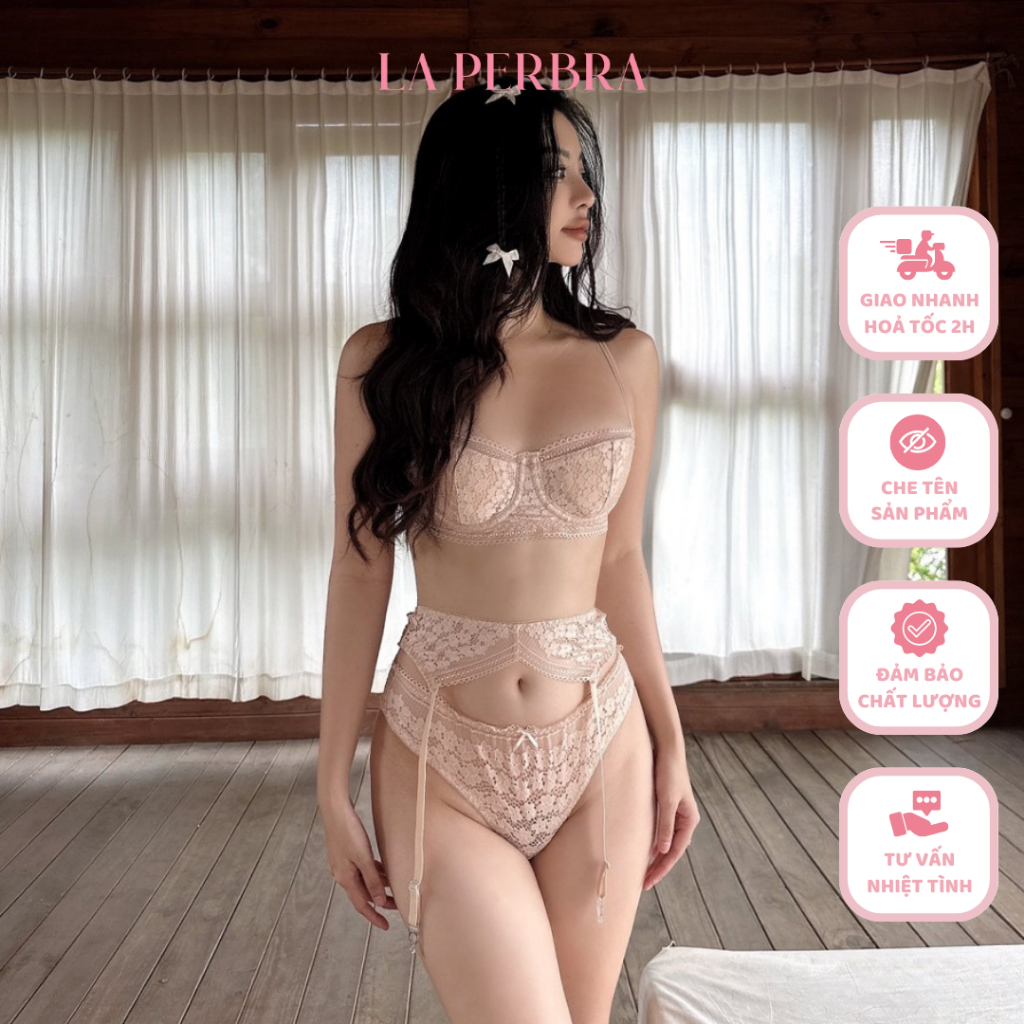 Hebe | Bộ Đồ Lót Ren Màu Da Mới Áo Ngực Ren Có Gọng Có Mút Sexy Thiết Kế La Perbra
