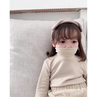 Áo Giữ Nhiệt Cho Bé Trai Bé Gái HML LÓT NỈ BÔNG CỰC DÀY ẤM Áo Thun Dài Tay Thu Đông Cổ Lọ Cho Bé Từ 10 Đến 42 Kg