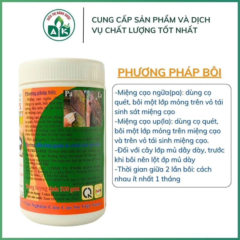 Chất kích mủ, tránh khô miệng Nutri - Latex 2,5% 500g chuyên dùng cho cây cao su  siêu an toàn Siêu Thị Nông Dược ATK