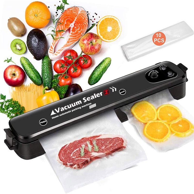 Máy hút chân không thực phẩm kèm hàn miệng túi thực phẩm Vacuum Sealer tặng kèm 10 túi hút