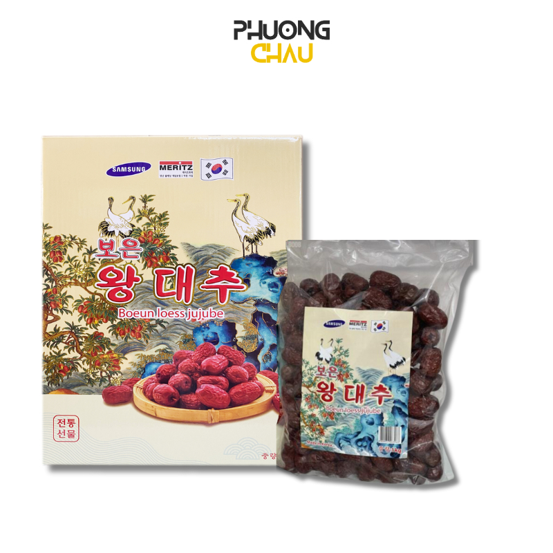 Táo đỏ sấy khô Hàn Quốc cao cấp Boeun Loess Jujube hộp 01kg