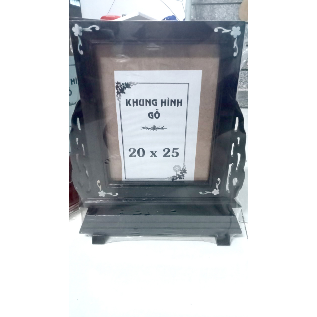 Khung ảnh thờ gỗ cao cấp 20x25 có chân đê 2 mầu đen và nâu