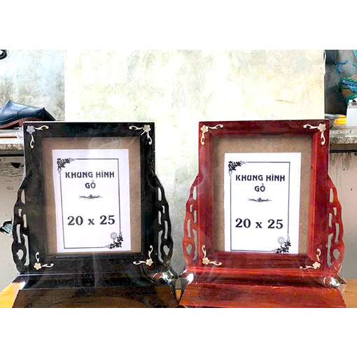 Khung ảnh thờ gỗ cao cấp 20x25 có chân đê 2 mầu đen và nâu
