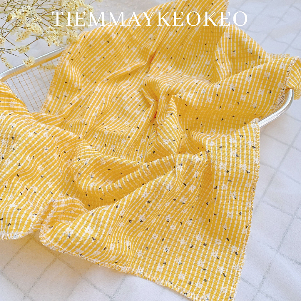 Khăn vải bandana hoa nhí mùa hè TIEMMAYKEOKEO khăn turban vải mềm đa năng thời trang nữ phong cách đi biển picnic