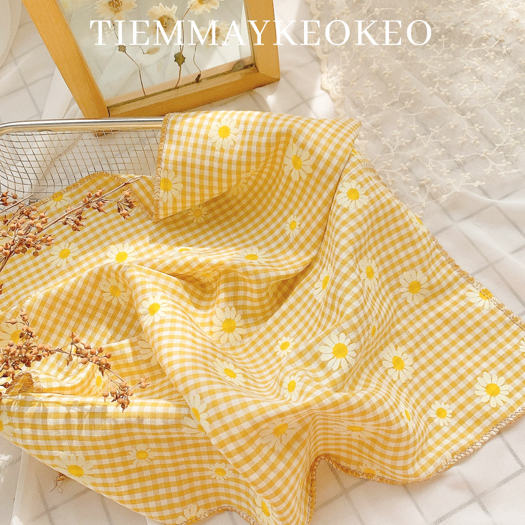 Khăn vải bandana hoa nhí mùa hè TIEMMAYKEOKEO khăn turban vải mềm đa năng thời trang nữ phong cách đi biển picnic