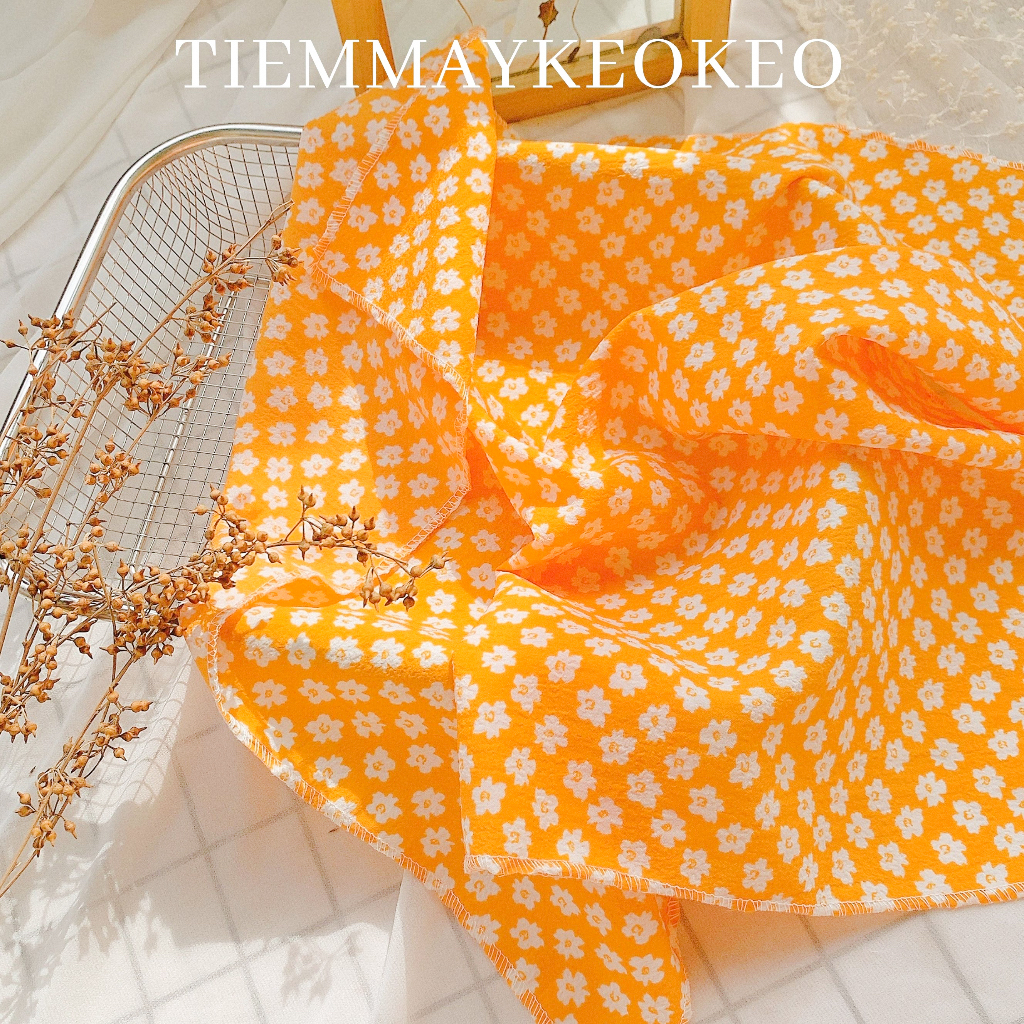 Khăn vải bandana hoa nhí mùa hè TIEMMAYKEOKEO khăn turban vải mềm đa năng thời trang nữ phong cách đi biển picnic