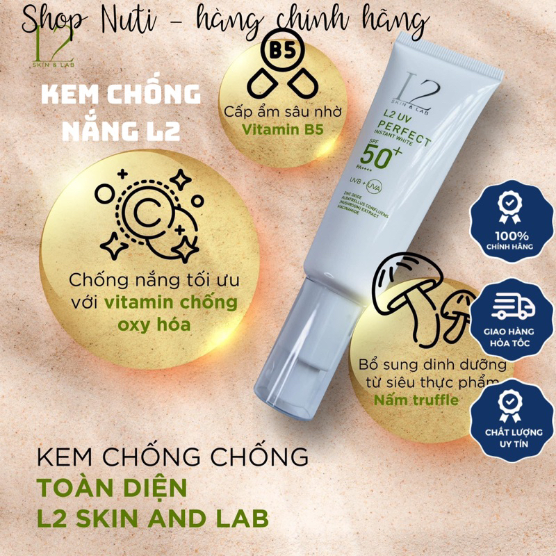 Kem Chống nắng L2 nâng tone bảo vệ da tránh tia uv SPF 50 PA+++ mẫu mới - NITU