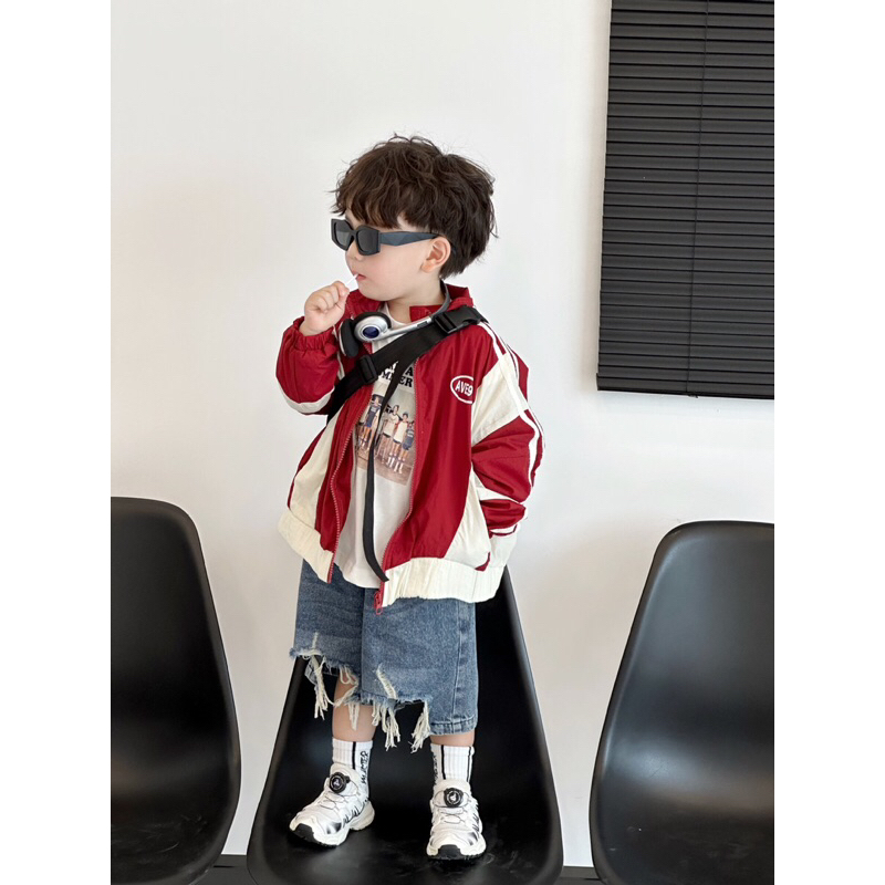 Áo gió phối viền trắng hàng QCCC cho bé