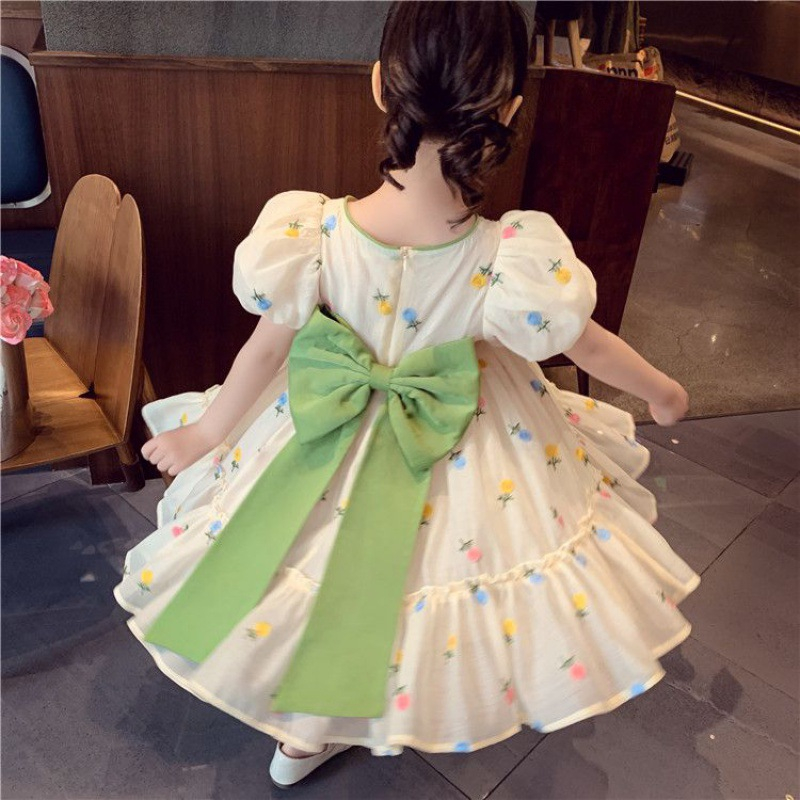 Đầm công chúa thêu hoa vintage dễ thương cho bé gái