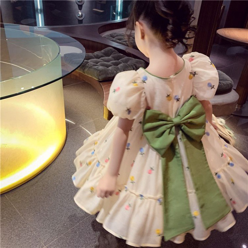 Đầm công chúa thêu hoa vintage dễ thương cho bé gái