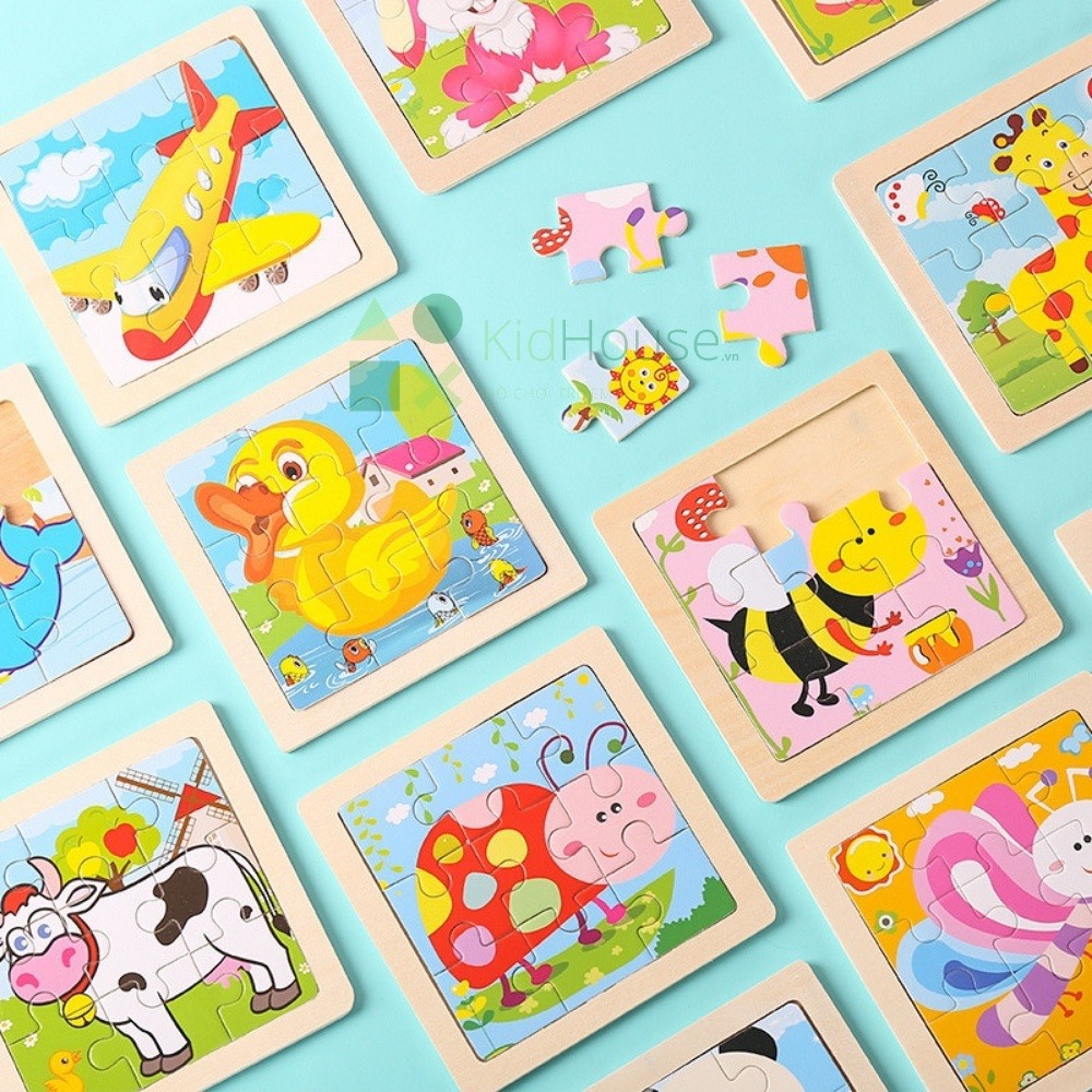 Tranh ghép hình cho bé đồ chơi xếp hình gỗ 1 - 3 tuổi giúp bé thông minh, phát triển tư duy thương hiệu KidHouse.vn
