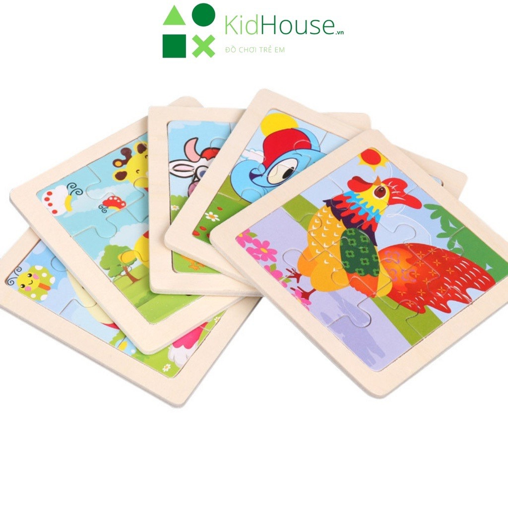 Tranh ghép hình cho bé đồ chơi xếp hình gỗ 1 - 3 tuổi giúp bé thông minh, phát triển tư duy thương hiệu KidHouse.vn