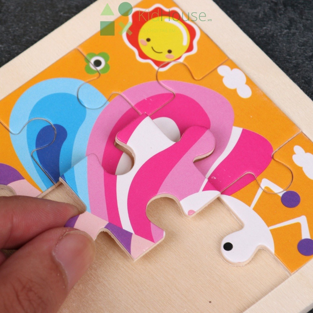 Tranh ghép hình cho bé đồ chơi xếp hình gỗ 1 - 3 tuổi giúp bé thông minh, phát triển tư duy thương hiệu KidHouse.vn