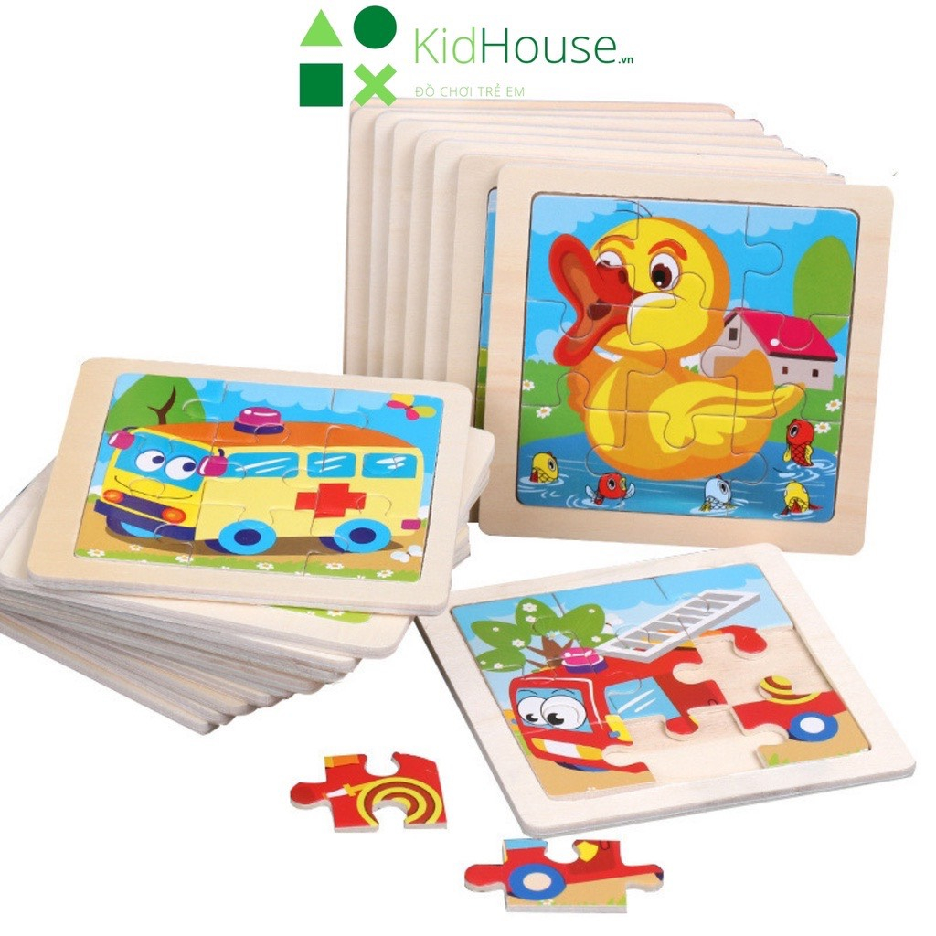 Tranh ghép hình cho bé đồ chơi xếp hình gỗ 1 - 3 tuổi giúp bé thông minh, phát triển tư duy thương hiệu KidHouse.vn