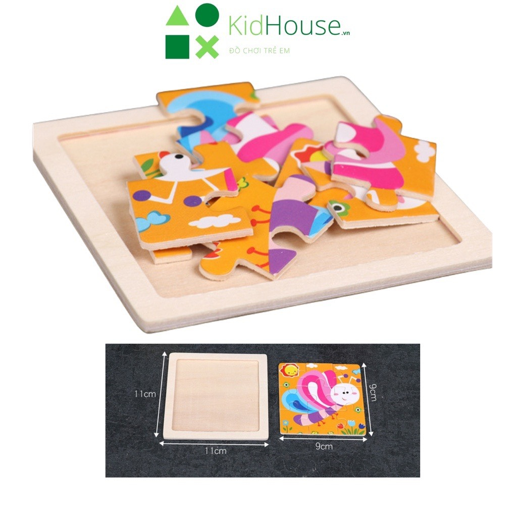 Tranh ghép hình cho bé đồ chơi xếp hình gỗ 1 - 3 tuổi giúp bé thông minh, phát triển tư duy thương hiệu KidHouse.vn