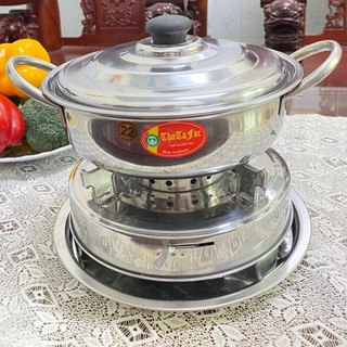 Bộ nồi lẩu inox bếp cồn dĩa lót