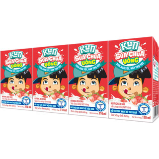 Lốc 4 hộp 110ml / 180ml kun sữa chua uống đủ vị vải/cam/kem dâu