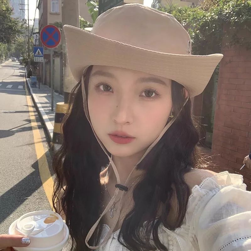 Mũ cao bồi có cúc cài phong cách cá tính năng động Nón bucket cúc bấm cho bạn gái