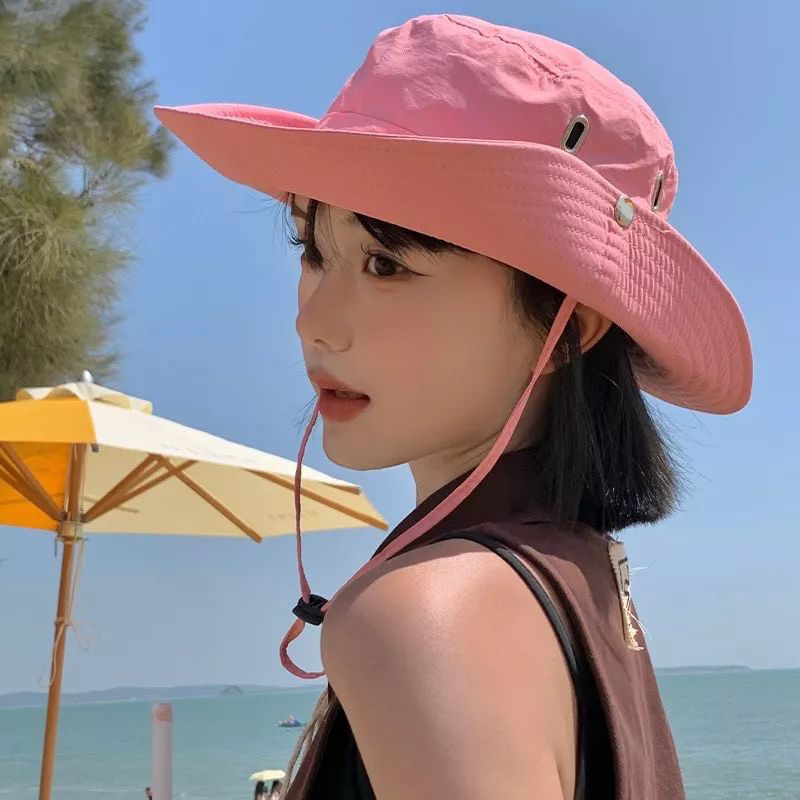 Mũ cao bồi có cúc cài phong cách cá tính năng động Nón bucket cúc bấm cho bạn gái