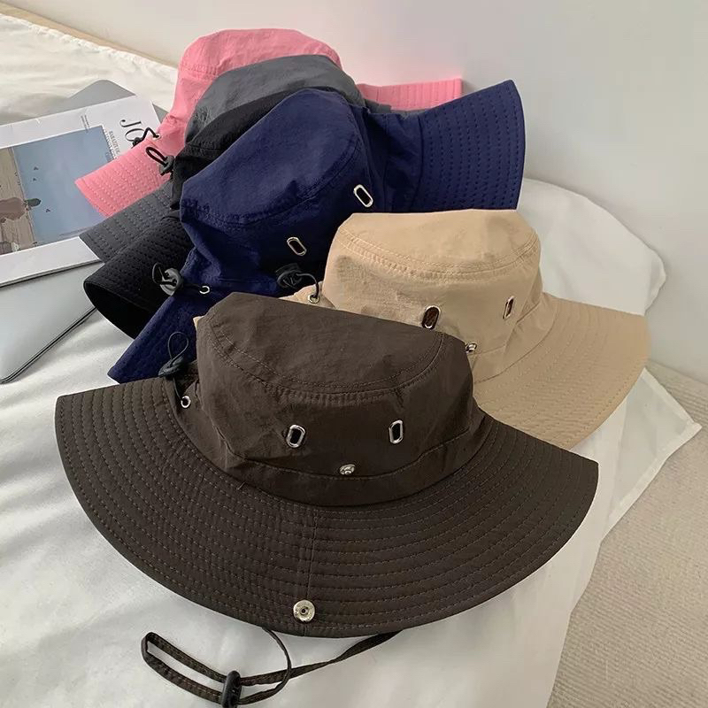 Mũ cao bồi có cúc cài phong cách cá tính năng động Nón bucket cúc bấm cho bạn gái