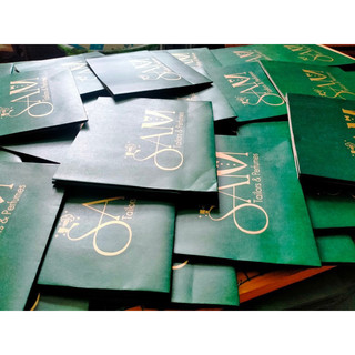 100 Túi giấy kraft +in 1 màu logo +thông tin khách. Giá in +300k