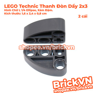 Lego technic thanh đòn dầy 2x3 hình chữ l 1/4 ellipse, xám đậm id 6353303 71708