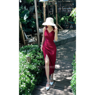 Váy thiết kế GemDress đỏ ôm body xẻ tà tôn dáng, chất thun co giãn sang trọng đi chơi đi tiệc Emera