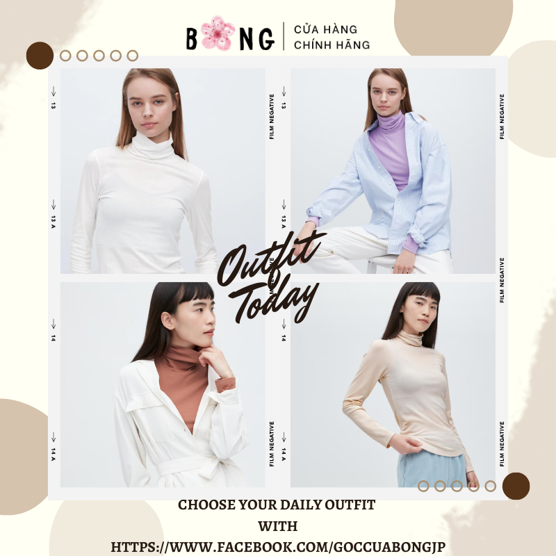 Áo thun cổ lọ jersey tay dài Uniqlo Nhật - Mã 456011