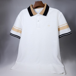 Áo thun Polo nam Shift M-706 MIXMEN vải cotton cá sấu mắt lục giác cao cấp, màu trắng phối logo thêu tạo điểm nhấn