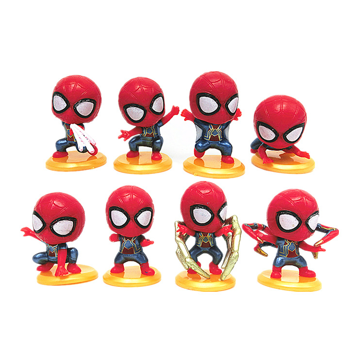 Mô Hình 8 Nhân Vật Người Nhện Spider Man, Decor Trang Trí Bánh Kem, Bánh Sinh Nhật, Quà Tặng Cho Bé