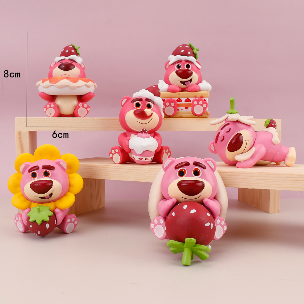 Mô Hình 6 Nhân Vật Gấu Dâu Lotso Đáng Yêu Cute, Cao 8cm, Decor Trang Trí Phòng Ngủ, Quà Tặng Sinh Nhật