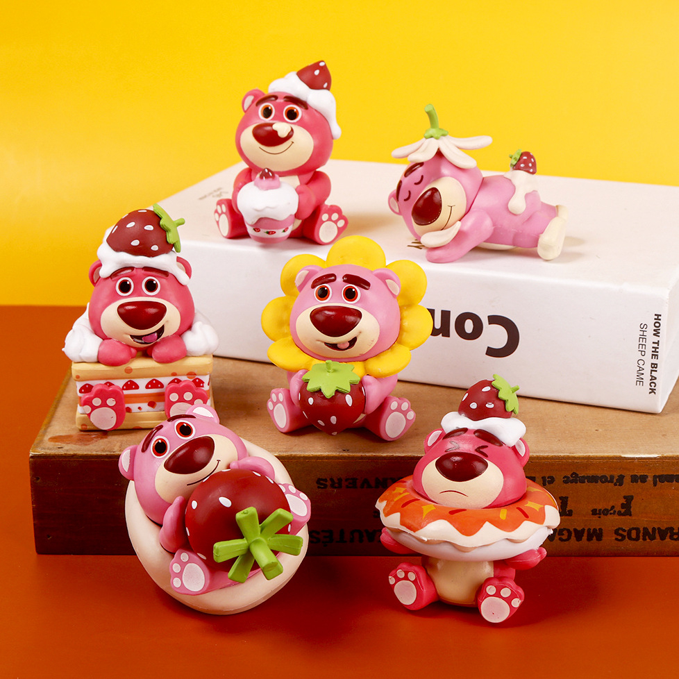 Mô Hình 6 Nhân Vật Gấu Dâu Lotso Đáng Yêu Cute, Cao 8cm, Decor Trang Trí Phòng Ngủ, Quà Tặng Sinh Nhật