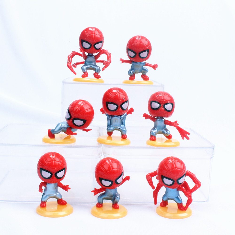 Mô Hình 8 Nhân Vật Người Nhện Spider Man, Decor Trang Trí Bánh Kem, Bánh Sinh Nhật, Quà Tặng Cho Bé