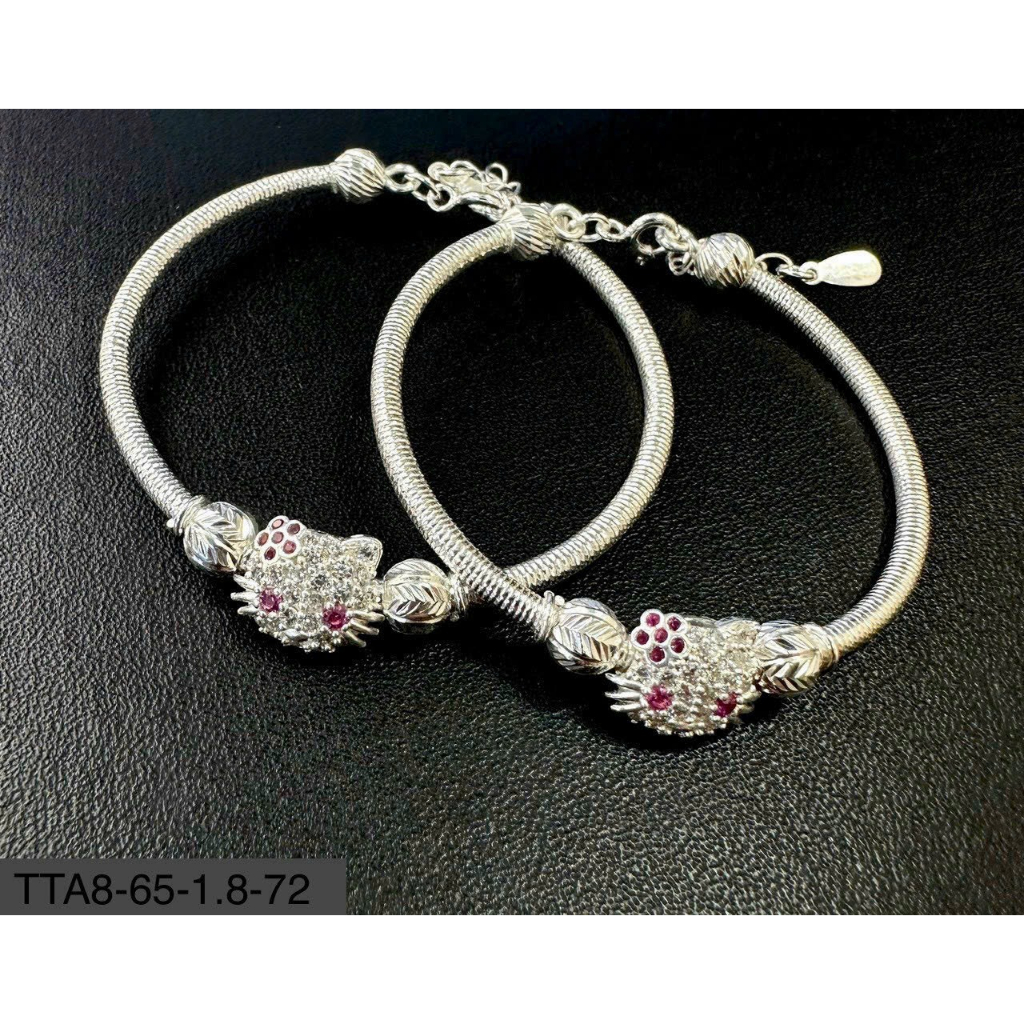 Vòng tay bạc mặt mèo cho bé - Quà tặng đầy tháng, thôi nôi, sinh nhật TTA Jewelry