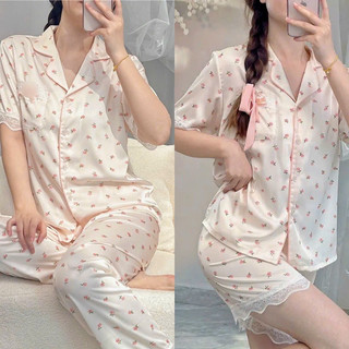 Bộ lụa mặc nhà pijama nữ chất lụa cao cấp mát mềm mịn